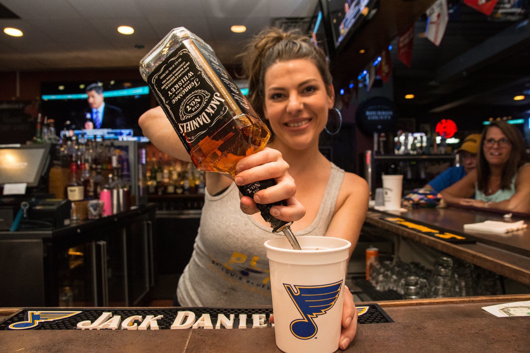 Blues Fans at Syberg's on Dorsett during Stanley Cup Final Game
